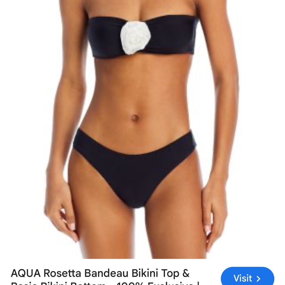 AQUA Black Rosetta Bandeau Bikini Set